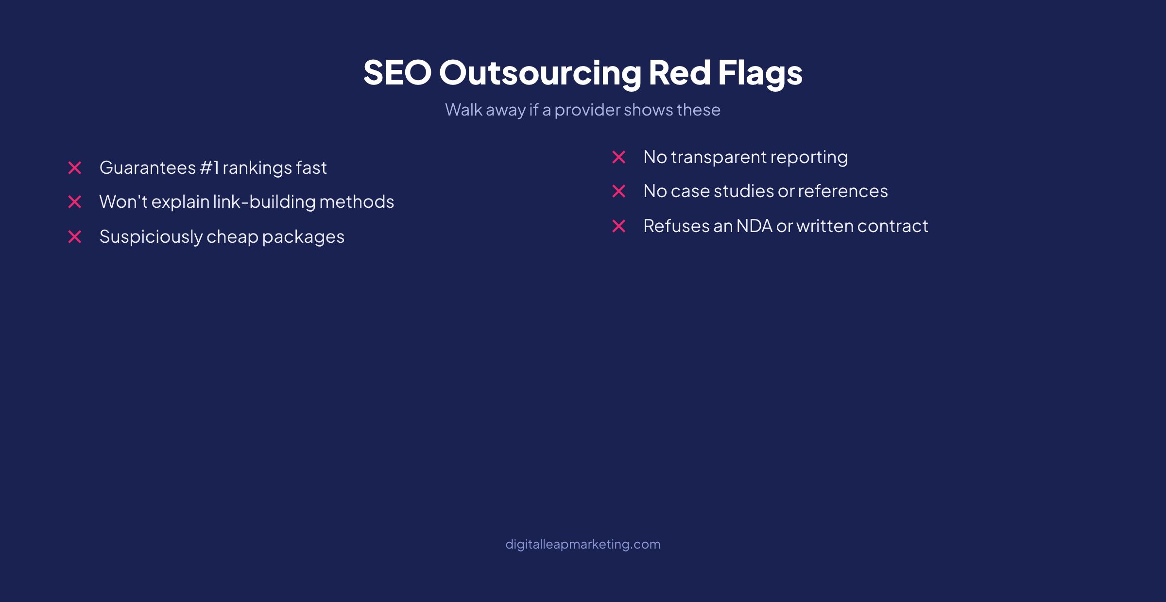 SEO outsourcing red flags checklist